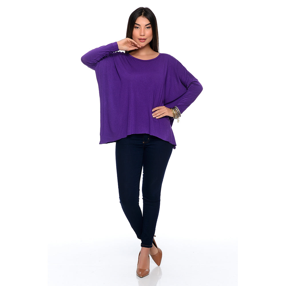 Blusa Quadrada M/L Decote Canoa BBonnie Helô Roxo