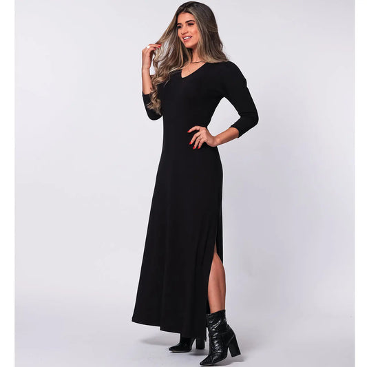 Vestido Longo Fenda Lateral BBonnie Tiana Preto BBonnie