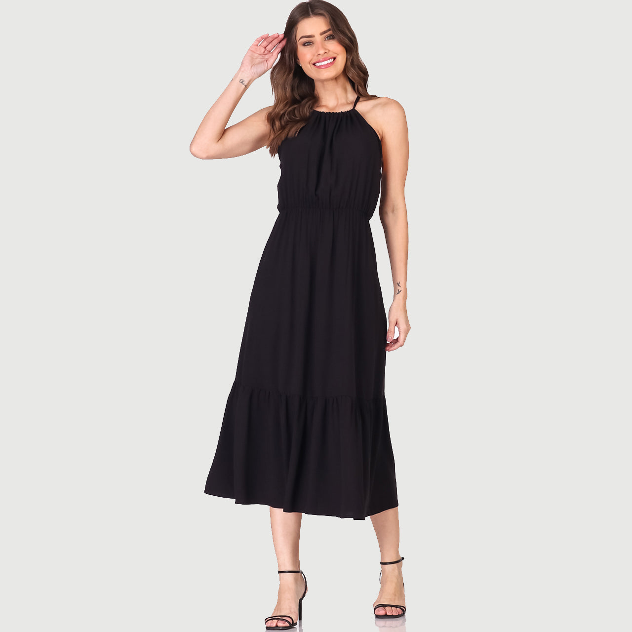 Vestido Midi Cava Americana BBonnie Anahi Preto