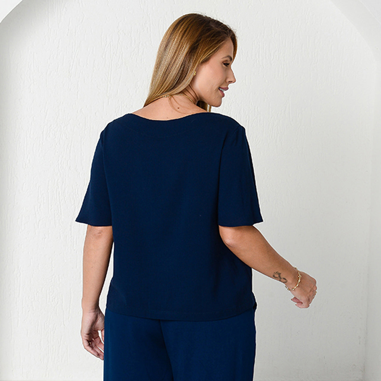 Blusa Viscose M/C BBonnie Leona Azul Marinho