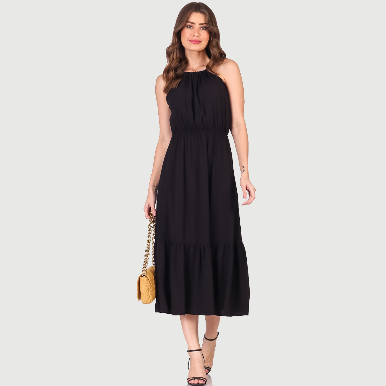 Vestido Midi Cava Americana BBonnie Anahi Preto