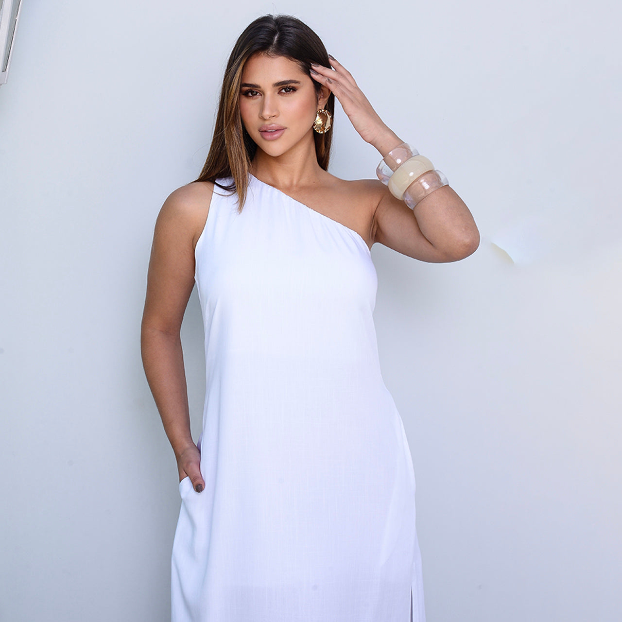 Vestido Midi Ombro Só BBonnie Leticia Branco