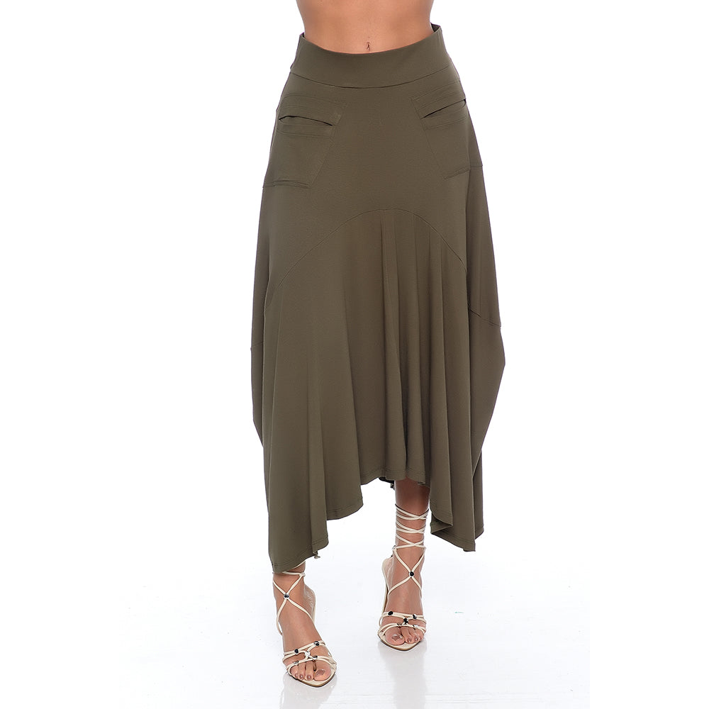 Saia Longa Pontas Assimétricas e Bolsos BBonnie Aline