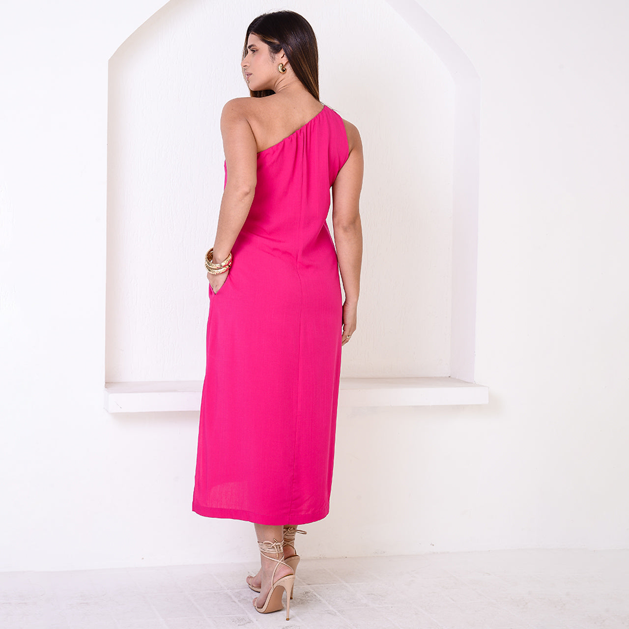Vestido Midi Ombro Só BBonnie Leticia Pink