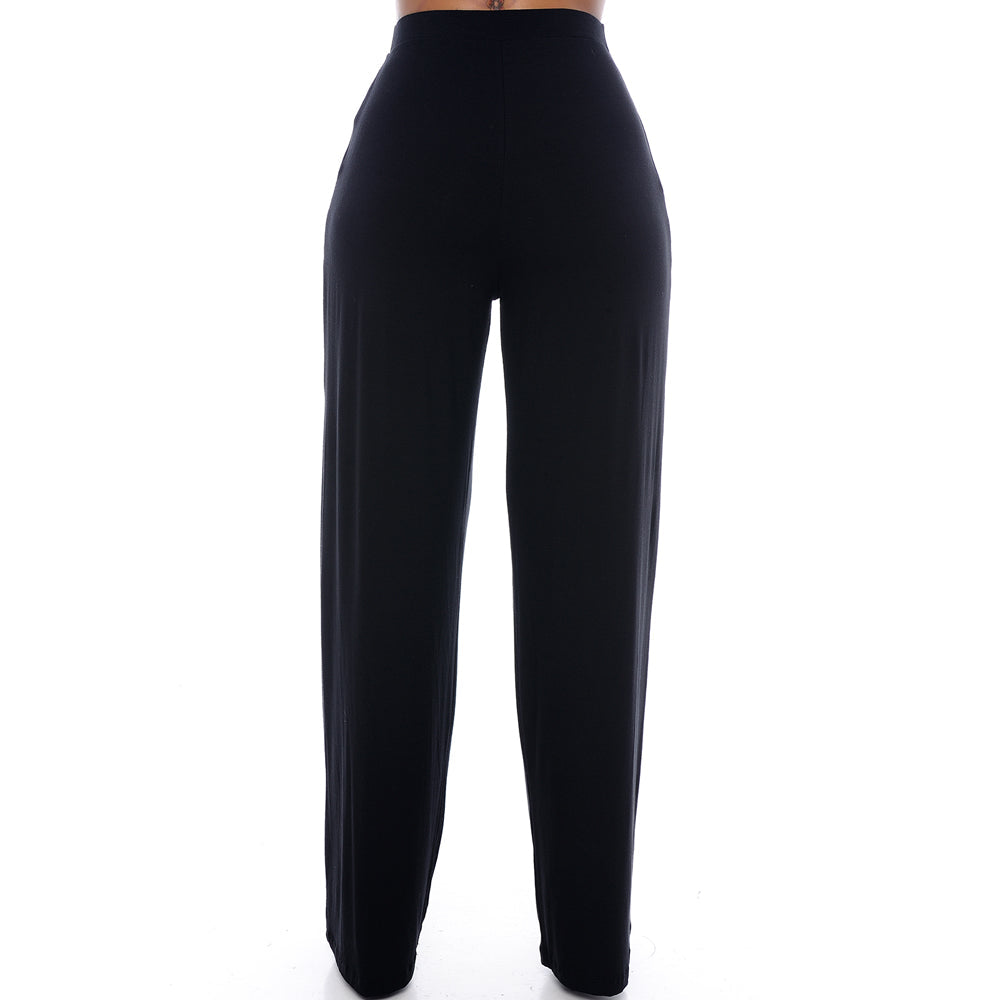 Calça Pantalona Cós Largo Bolsos BBonnie Elis Preta BBonnie