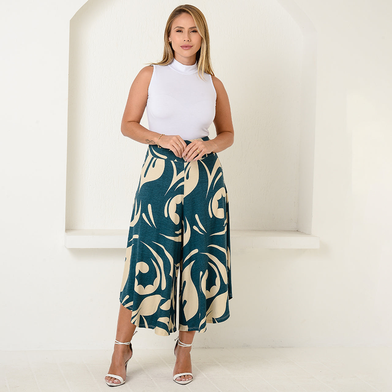 Calça Pantacourt com Cós BBonnie Noemi Estampados