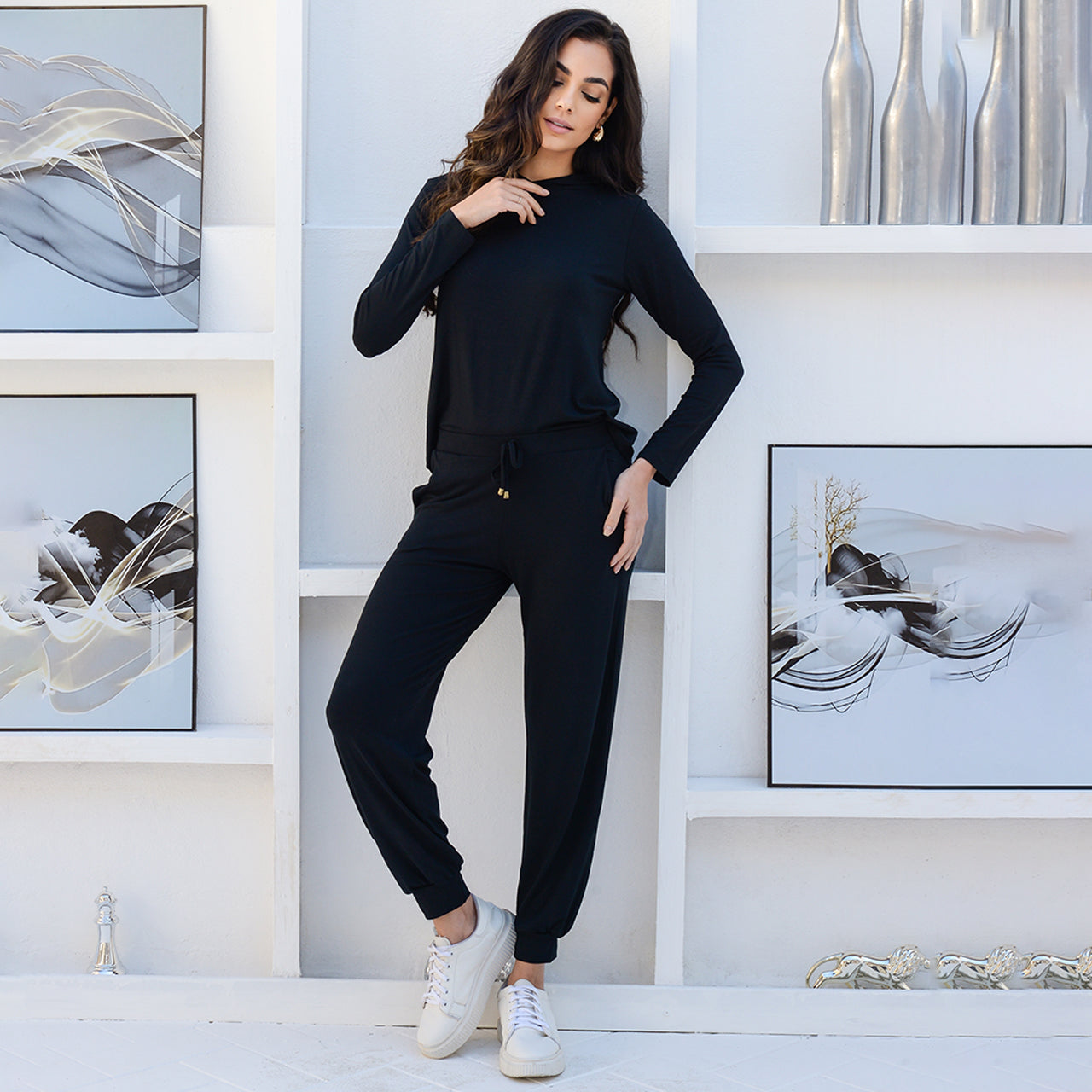 Conjunto Calça e Blusa com Capuz BBonnie Suelen Preto