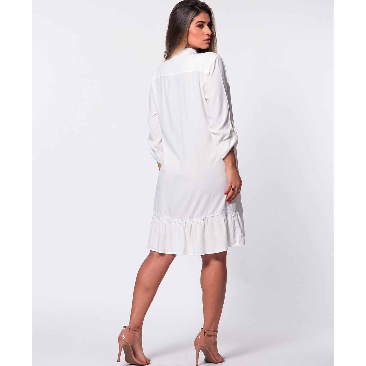 Vestido Chemise Botões M/C BBonnie Rebeca Marrom