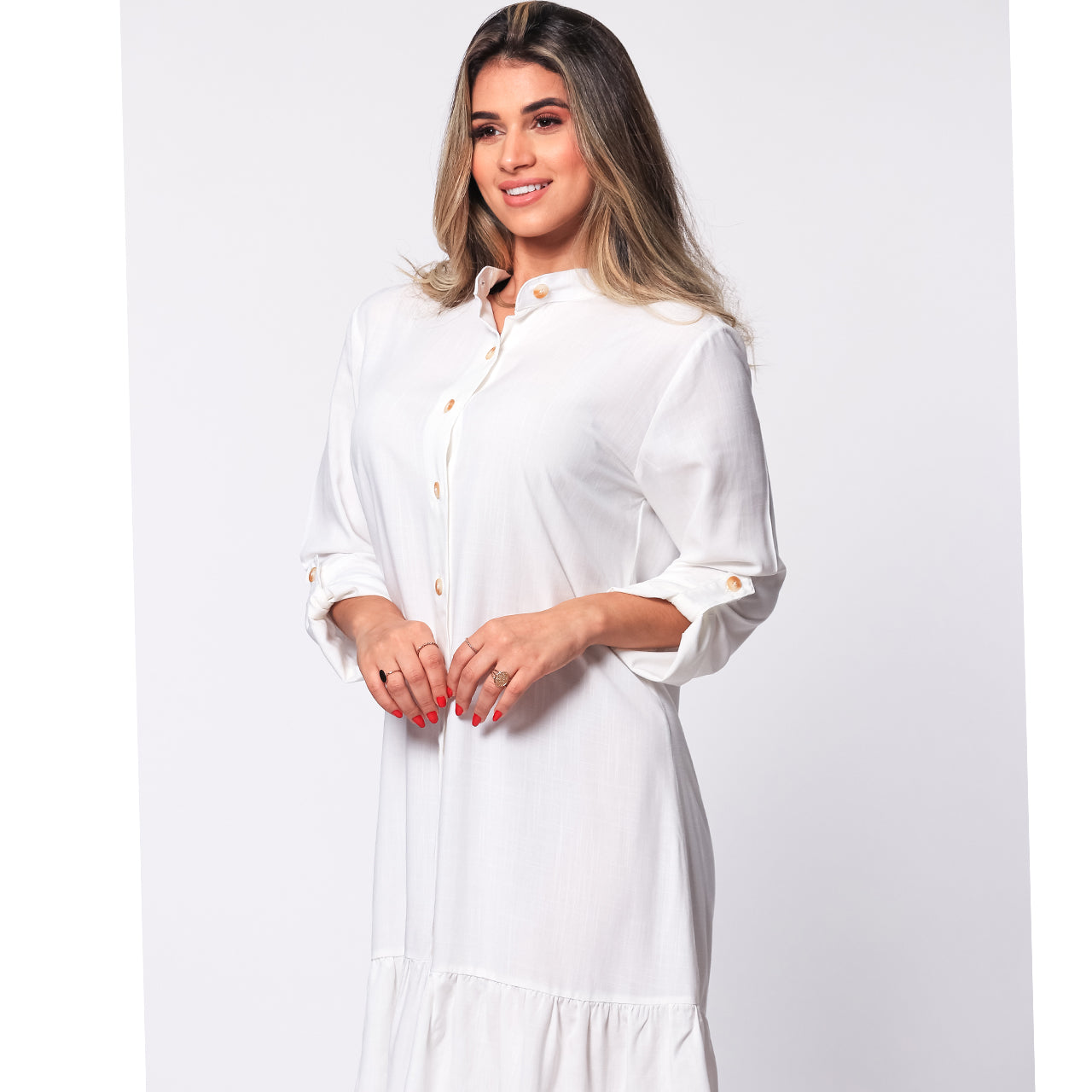 Vestido Chemise Botões M/C BBonnie Rebeca Marrom