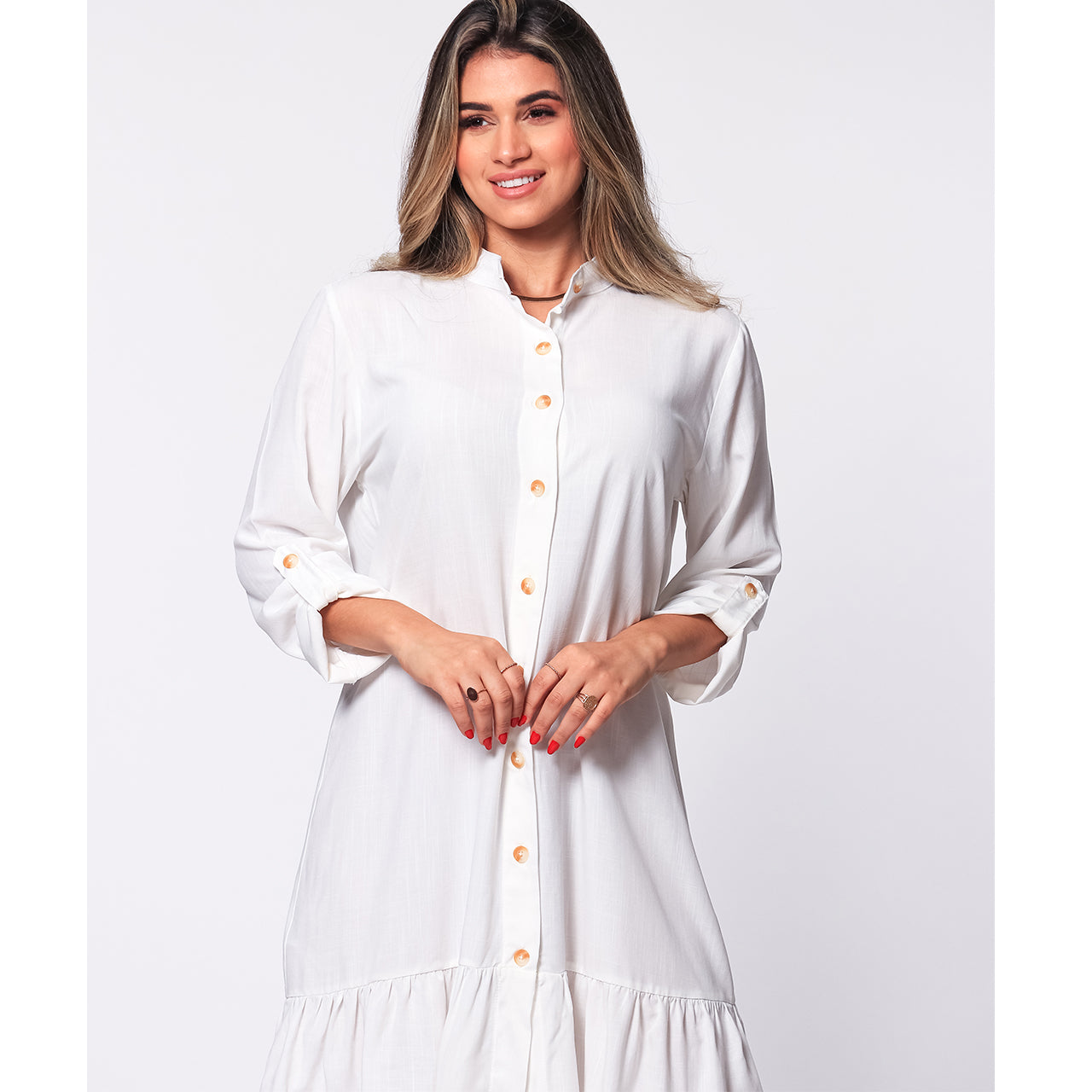 Vestido Chemise Botões M/C BBonnie Rebeca Marrom