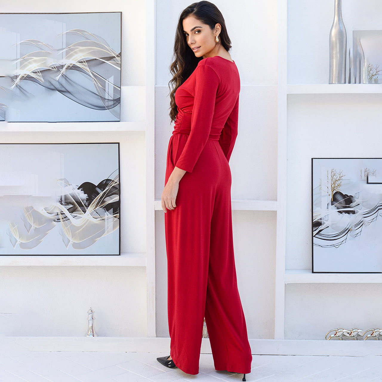 Macacão Pantalona Decote Transpassado BBonnie Florence Marrom