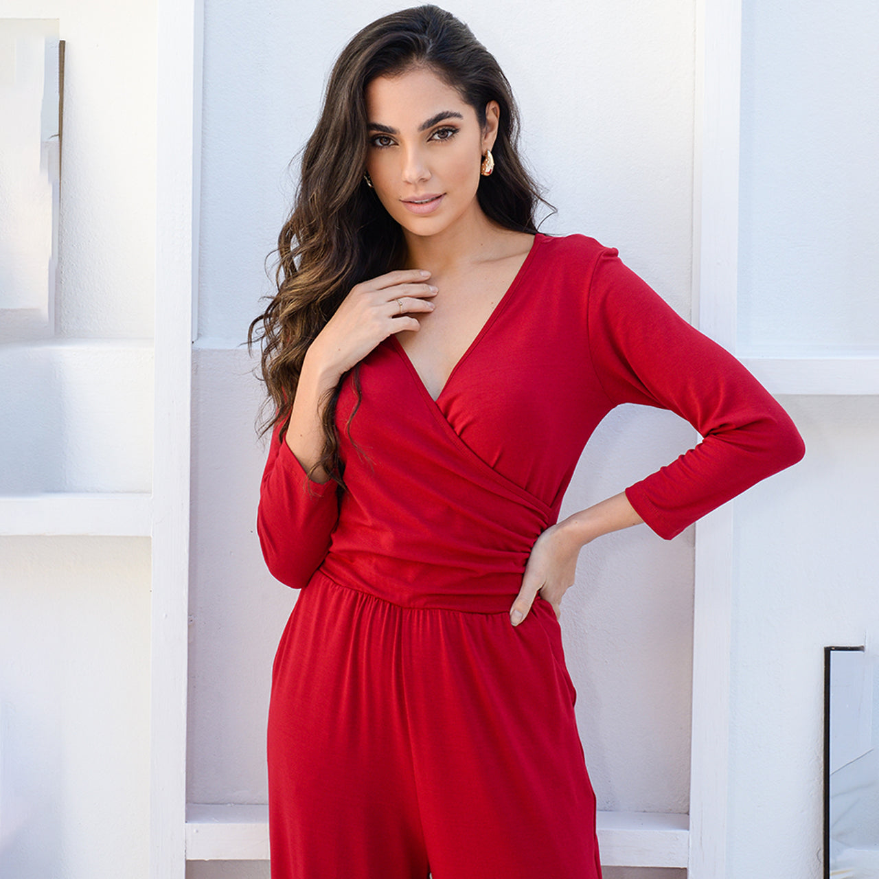 Macacão Pantalona Decote Transpassado BBonnie Florence Marrom