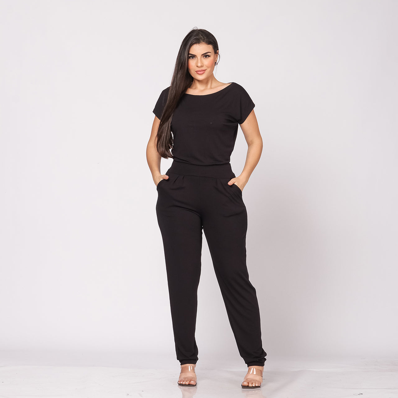 Macacão Longo M/C Decote Canoa  BBonnie Mel