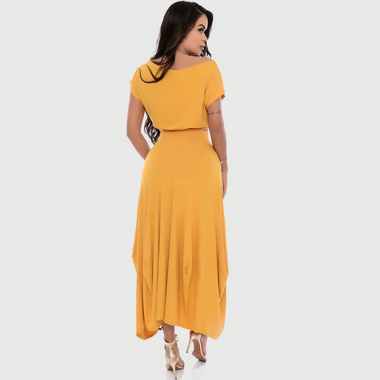 Saia Longa Pontas Assimétricas e Bolsos BBonnie Aline