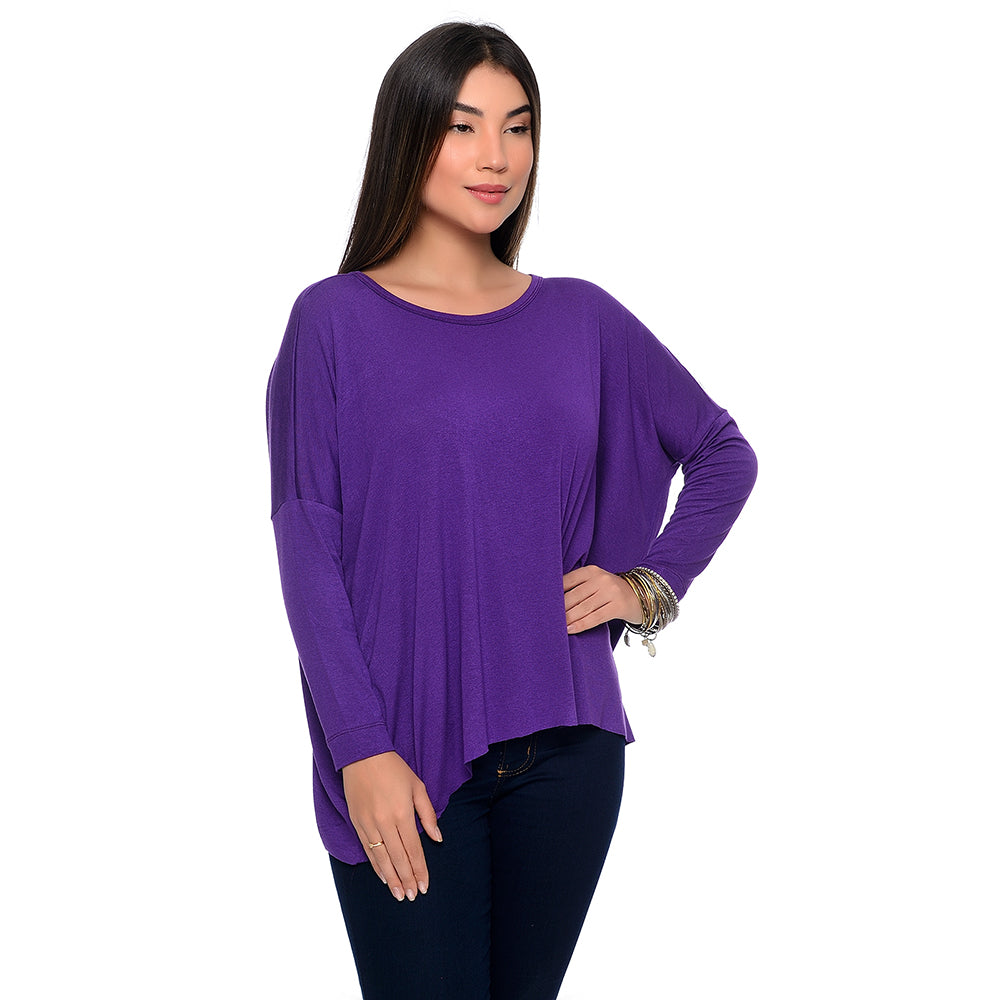Blusa Quadrada M/L Decote Canoa BBonnie Helô Roxo