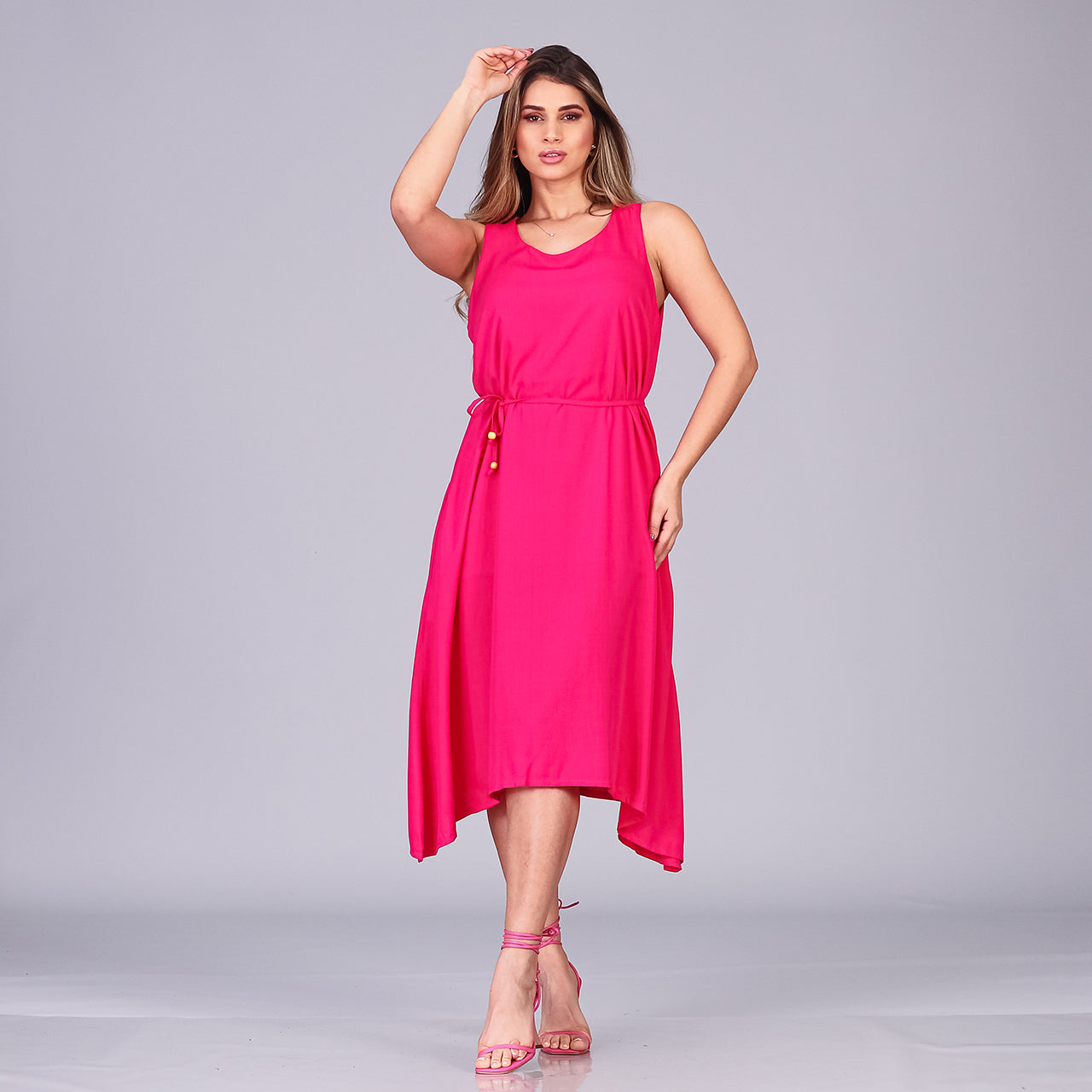 Vestido Midi de Alças e Pontas BBonnie Irma Pink