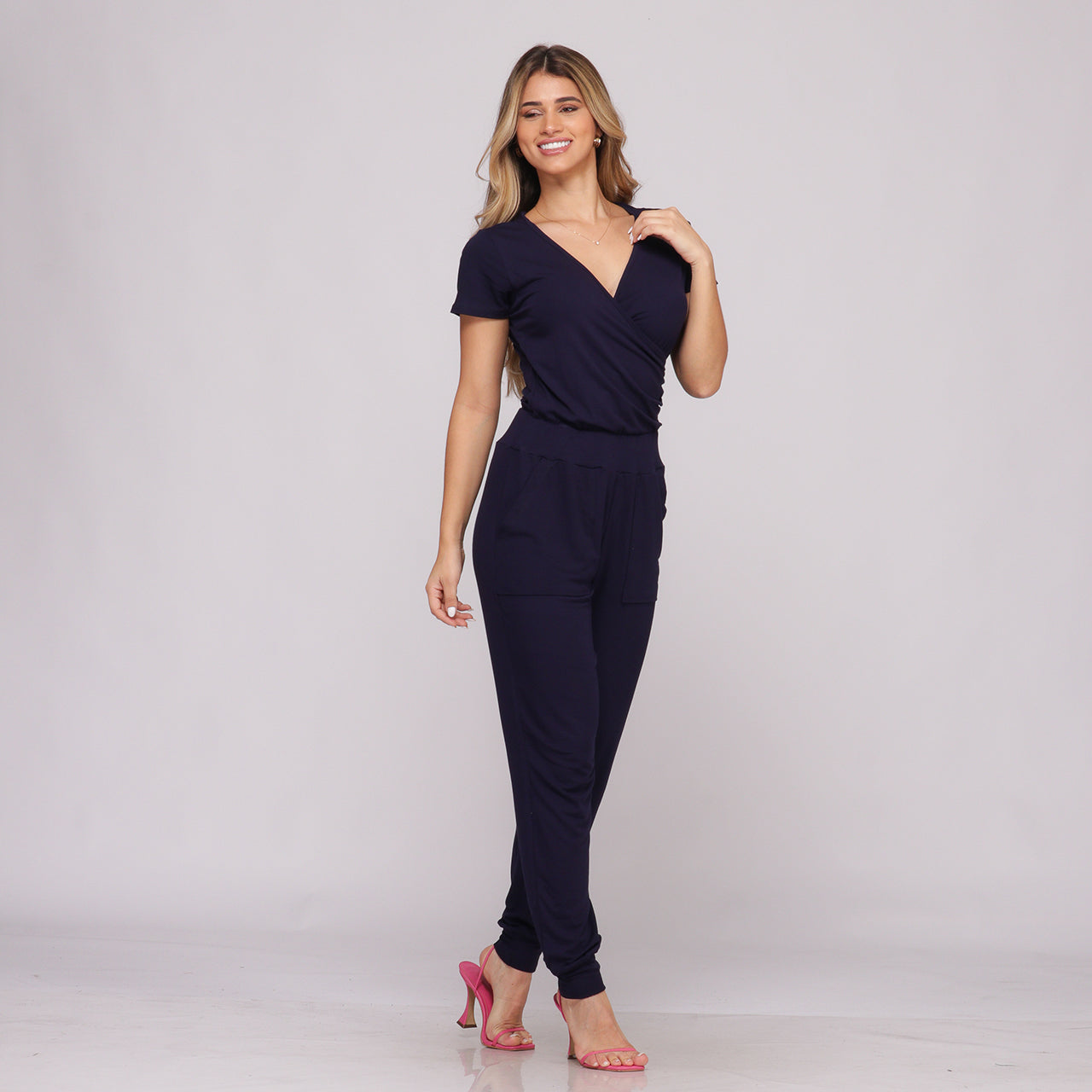 Macacão Punho na Barra M/C e Bolsos BBonnie Angel