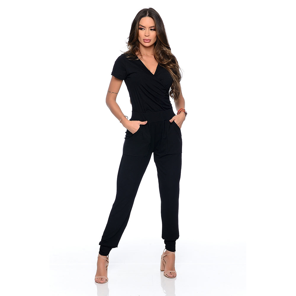 Macacão Punho na Barra M/C e Bolsos BBonnie Angel