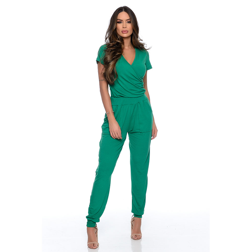 Macacão Punho na Barra M/C e Bolsos BBonnie Angel