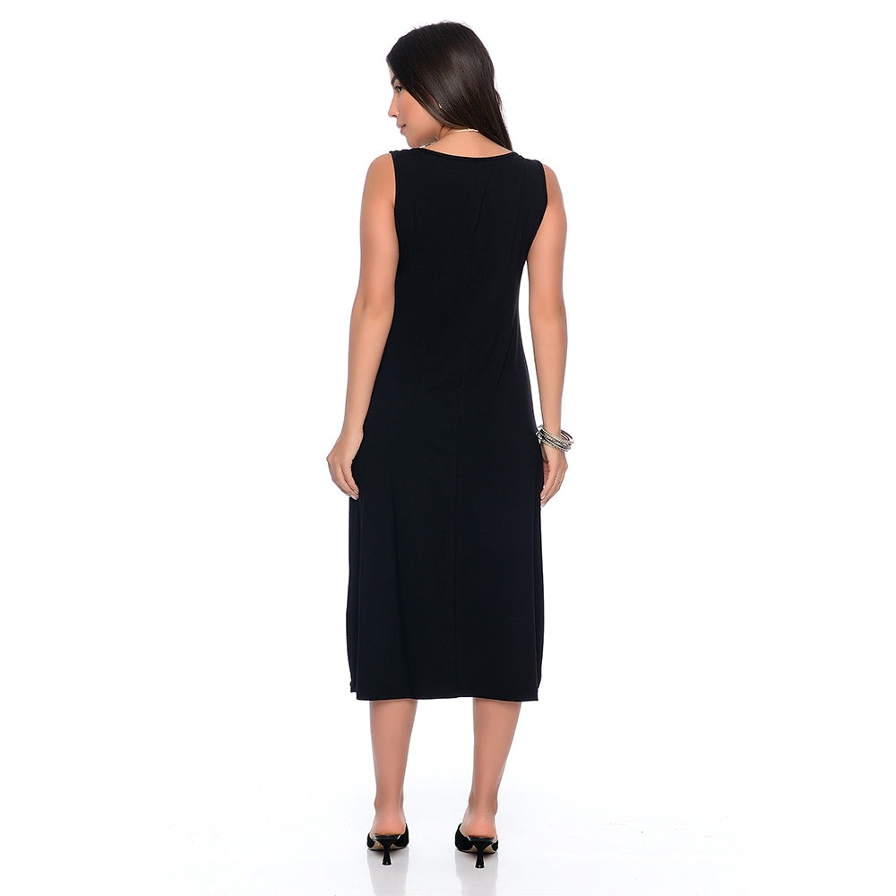 Vestido Midi Alça Larga Regata com Recorte BBonnie Lady B'Bonnie