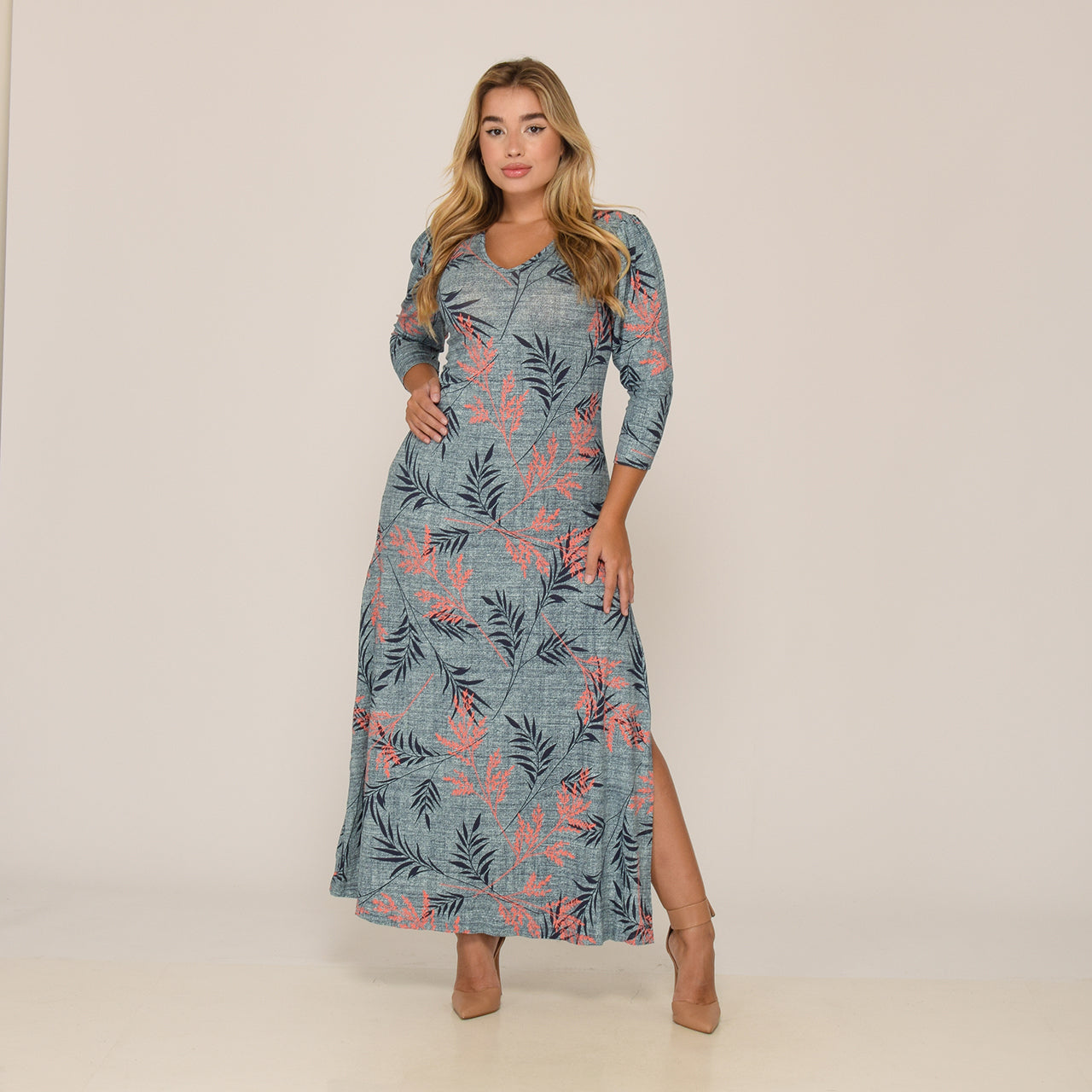 Vestido Longo Fenda Lateral BBonnie Tiana Estampado B'Bonnie