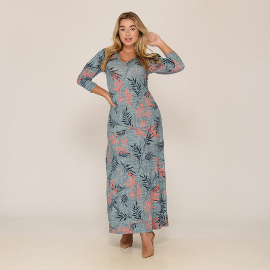 Vestido Longo Fenda Lateral  BBonnie Tiana Estampado