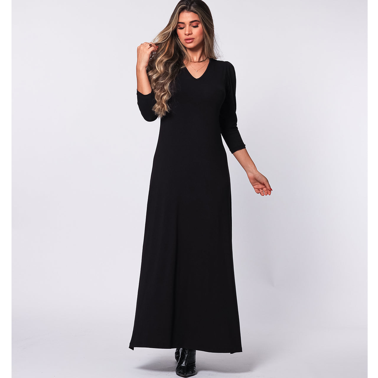 Vestido Longo Fenda Lateral BBonnie Tiana Preto