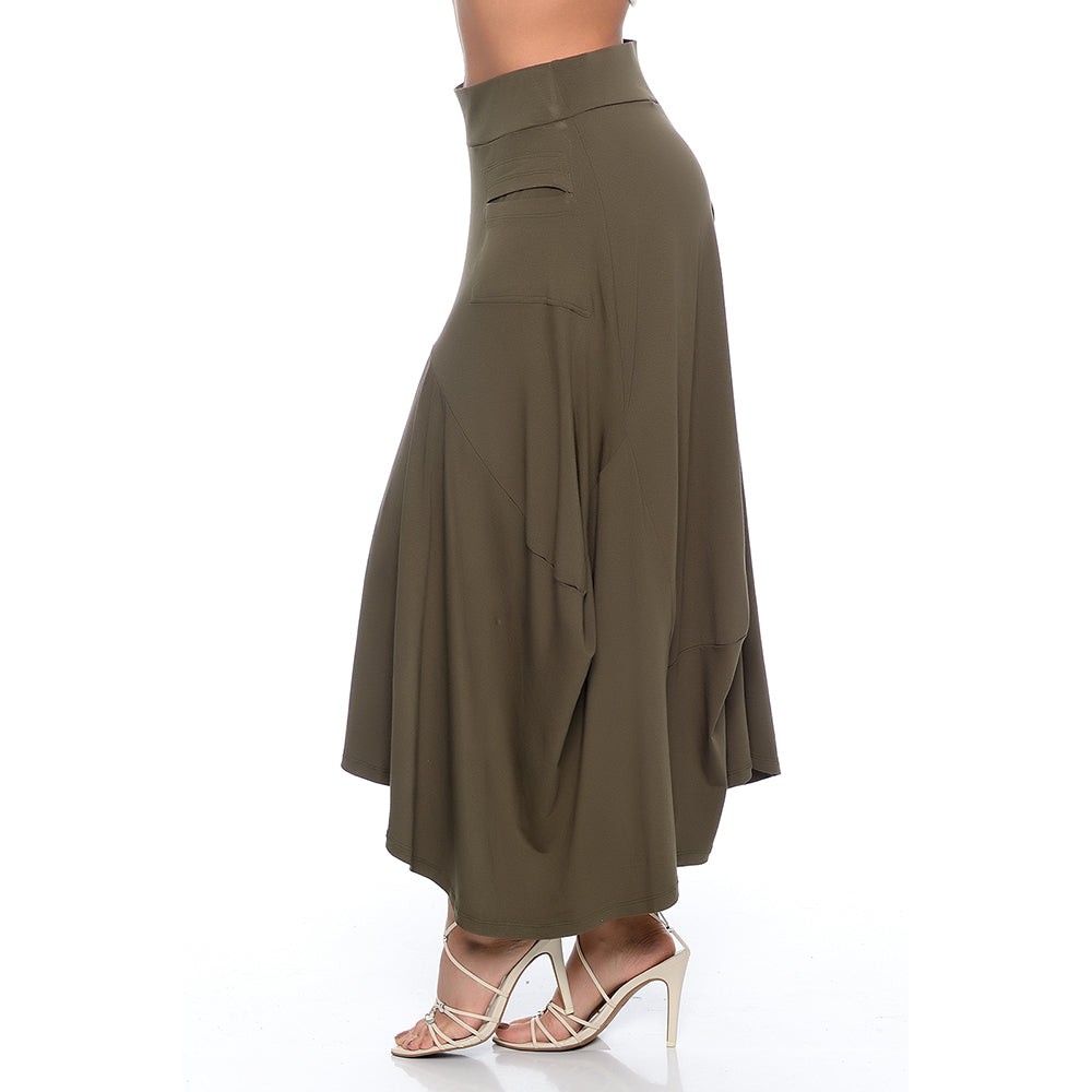 Saia Longa Pontas Assimétricas e Bolsos BBonnie Aline