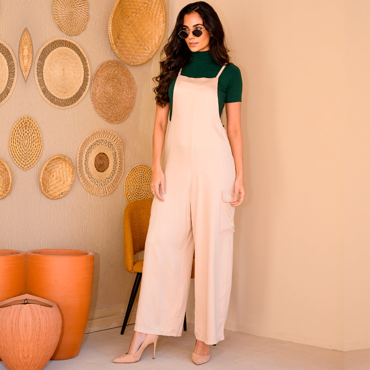 Jardineira de Viscose com Bolsos BBonnie Liz B'Bonnie