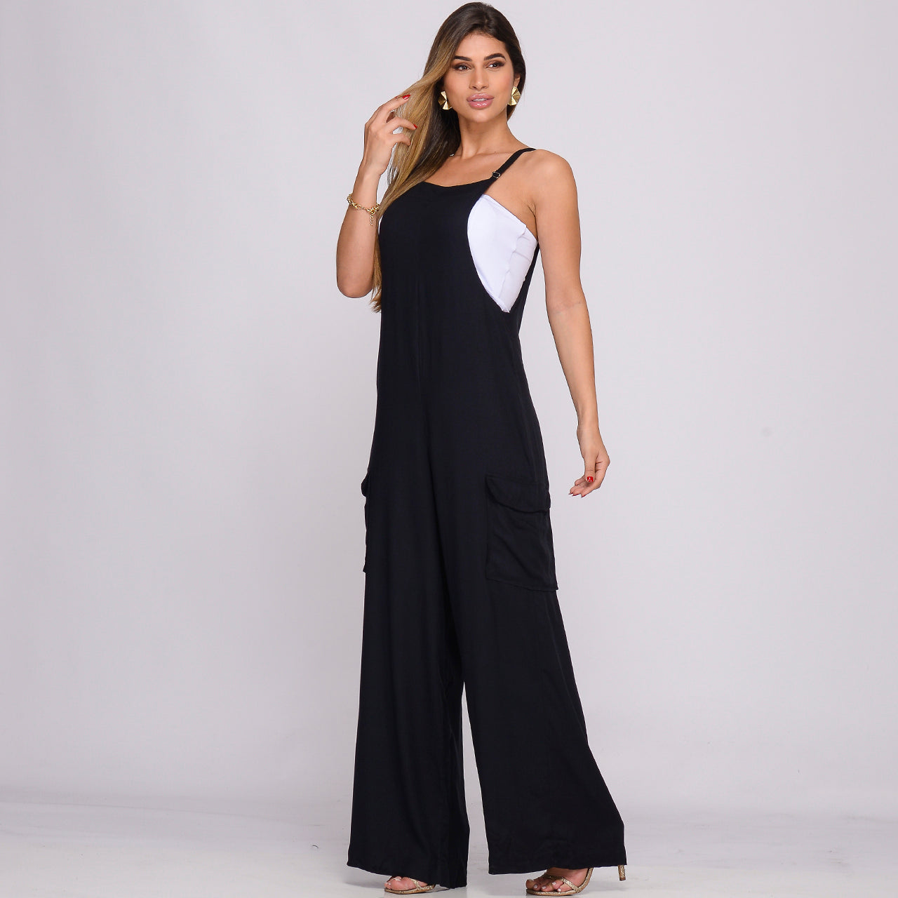 Jardineira de Viscose com Bolsos BBonnie Liz