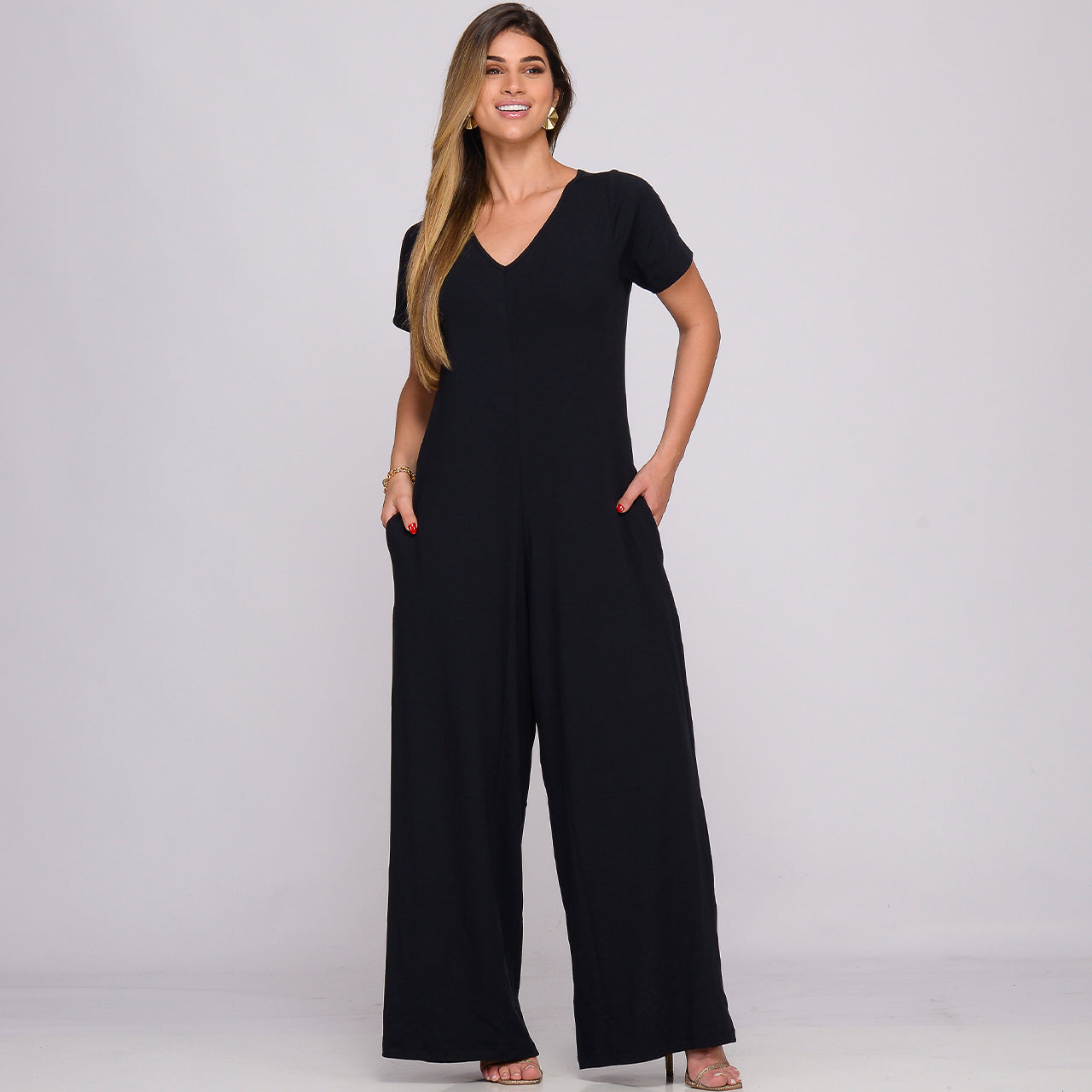 Macacão Pantalona M/C Bolsos BBonnie Esther