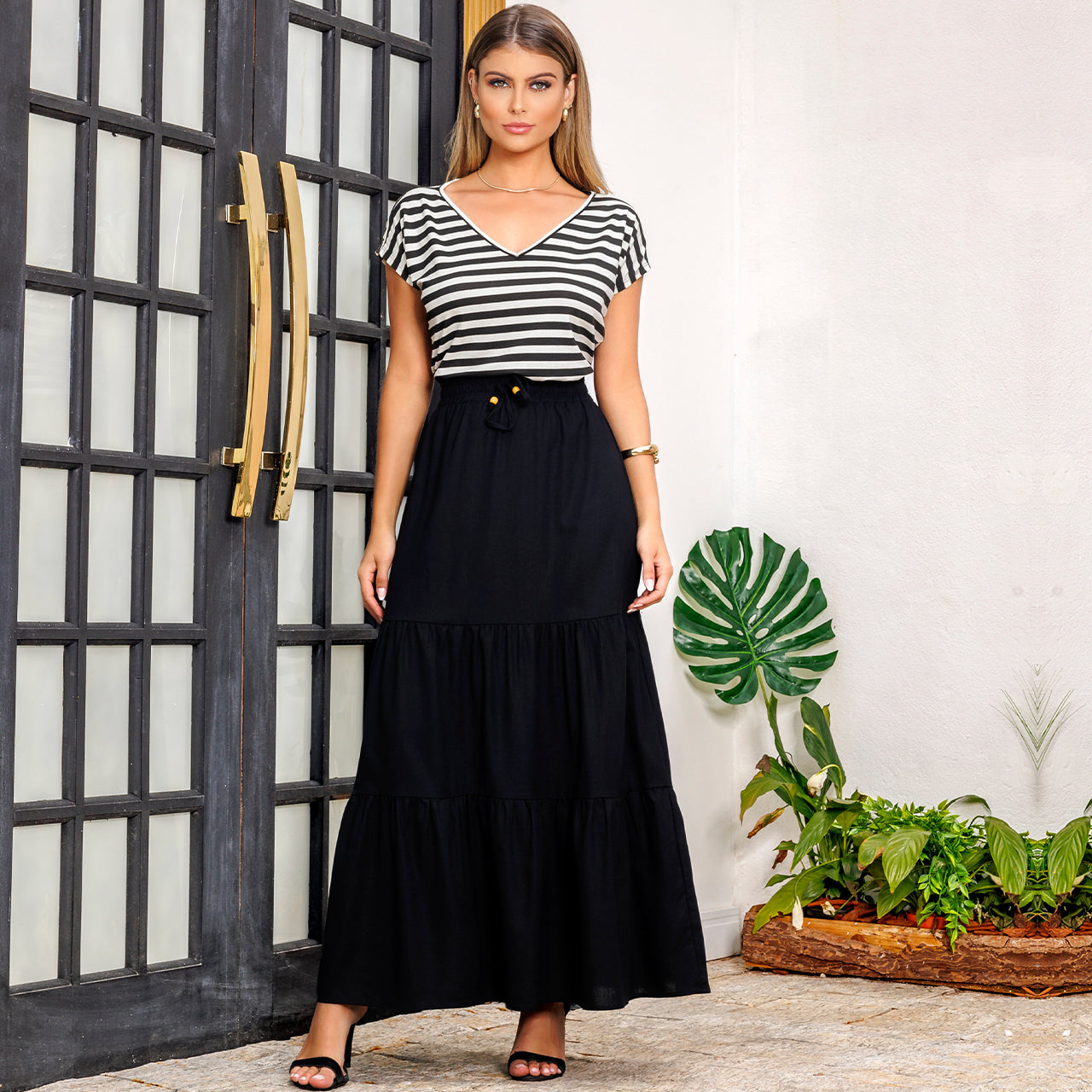 Saia Longa Viscose em Camadas BBonnie Luiza