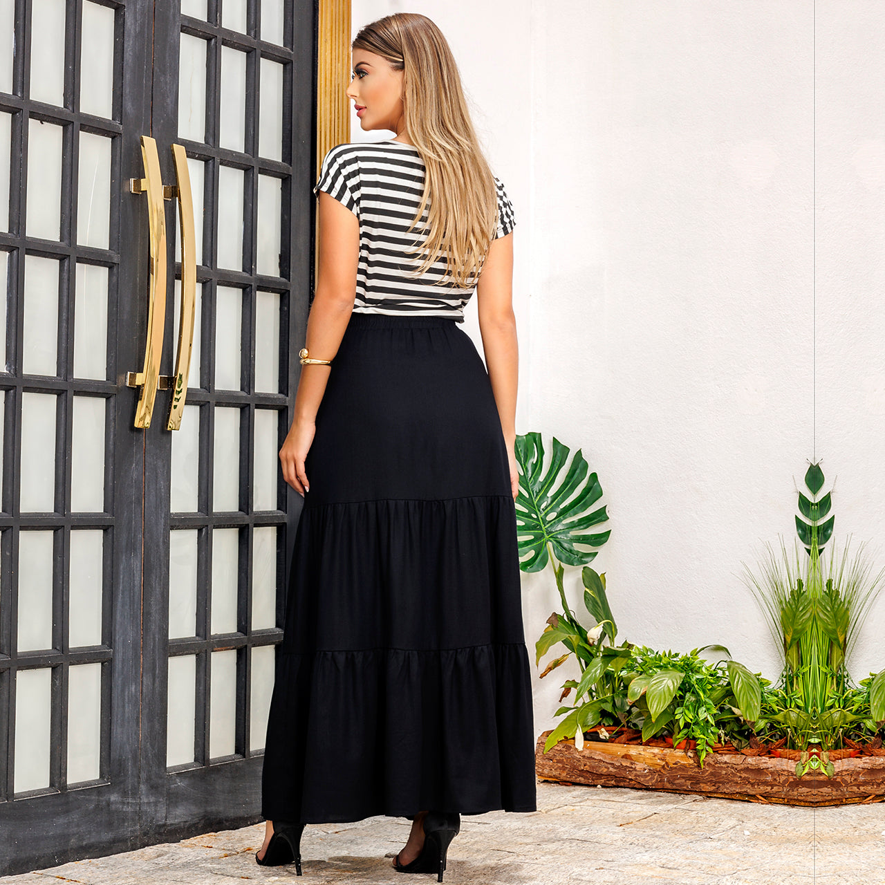 Saia Longa Viscose em Camadas BBonnie Luiza