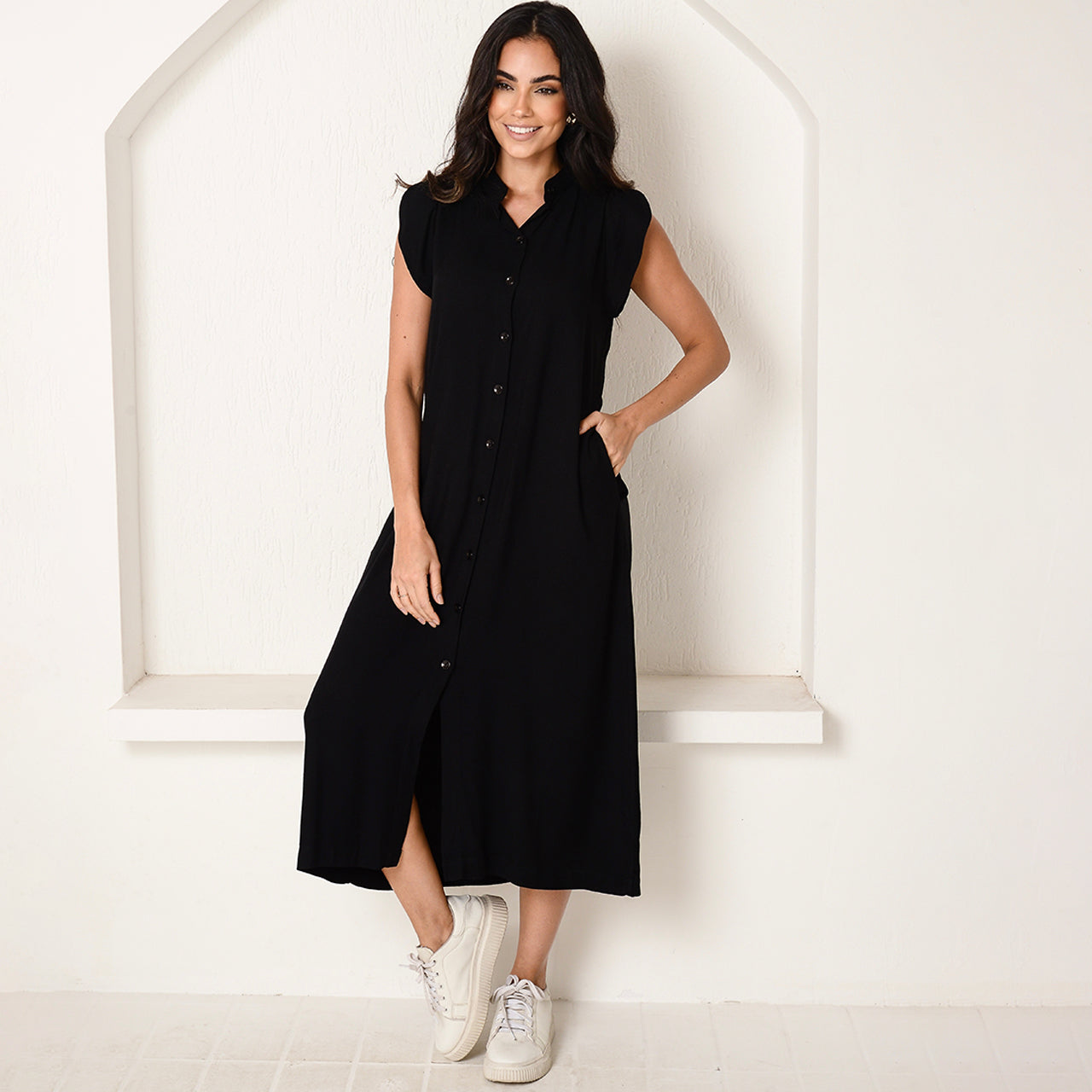 Vestido Chemise Midi Botões M/C BBonnie Sienna