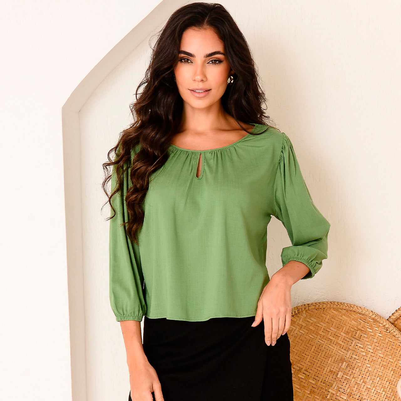 Blusa Manga 7/8 Detalhe na Gola BBonnie Telma