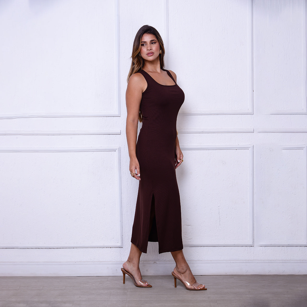 Vestido Joice BBonnie – Midi Canelado em Ribana
