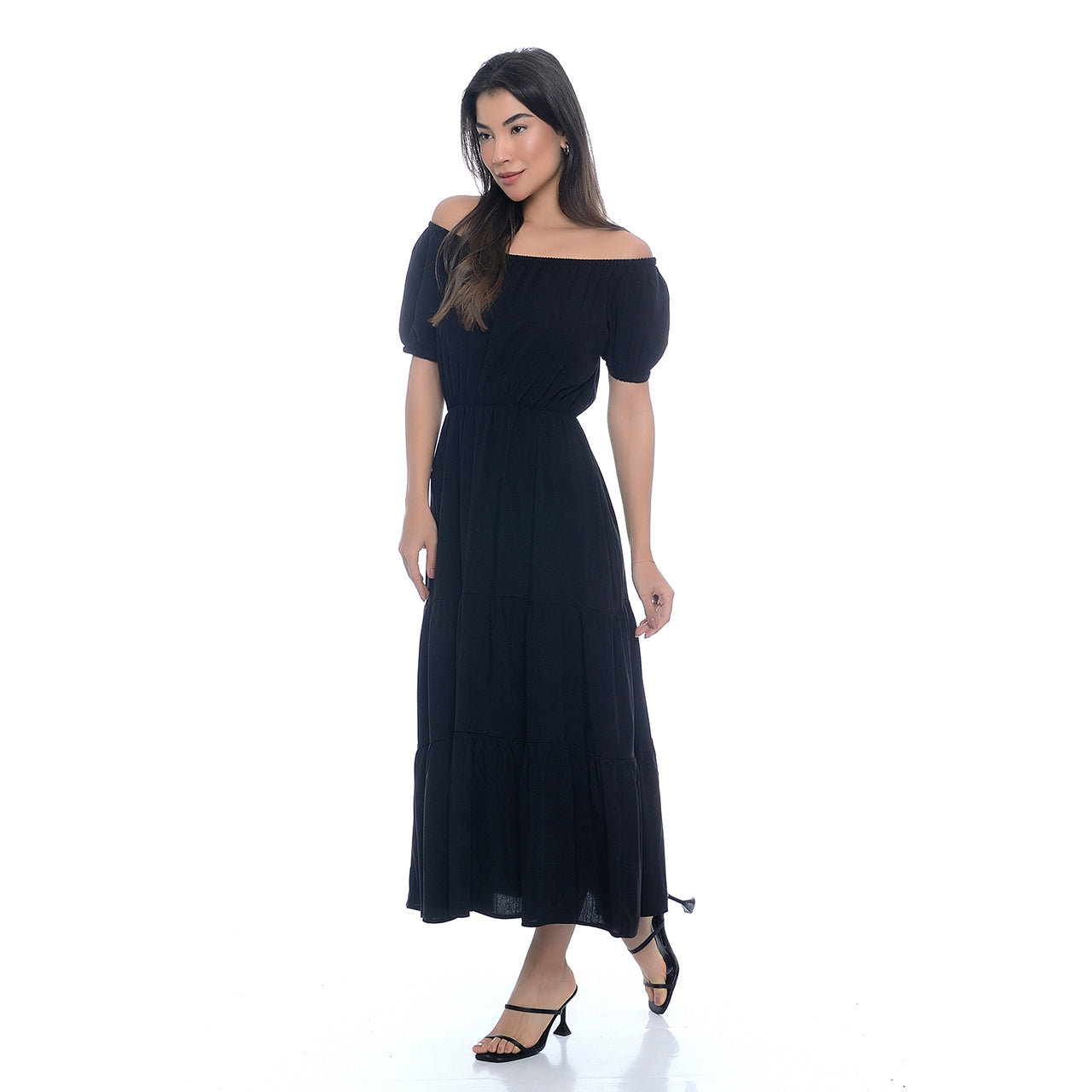 Vestido M/C Midi Ciganinha BBonnie Marisa Preto