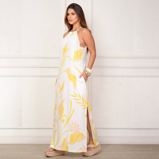 Vestido Sabrina – Longo com Amarração no Pescoço Estampados B'Bonnie