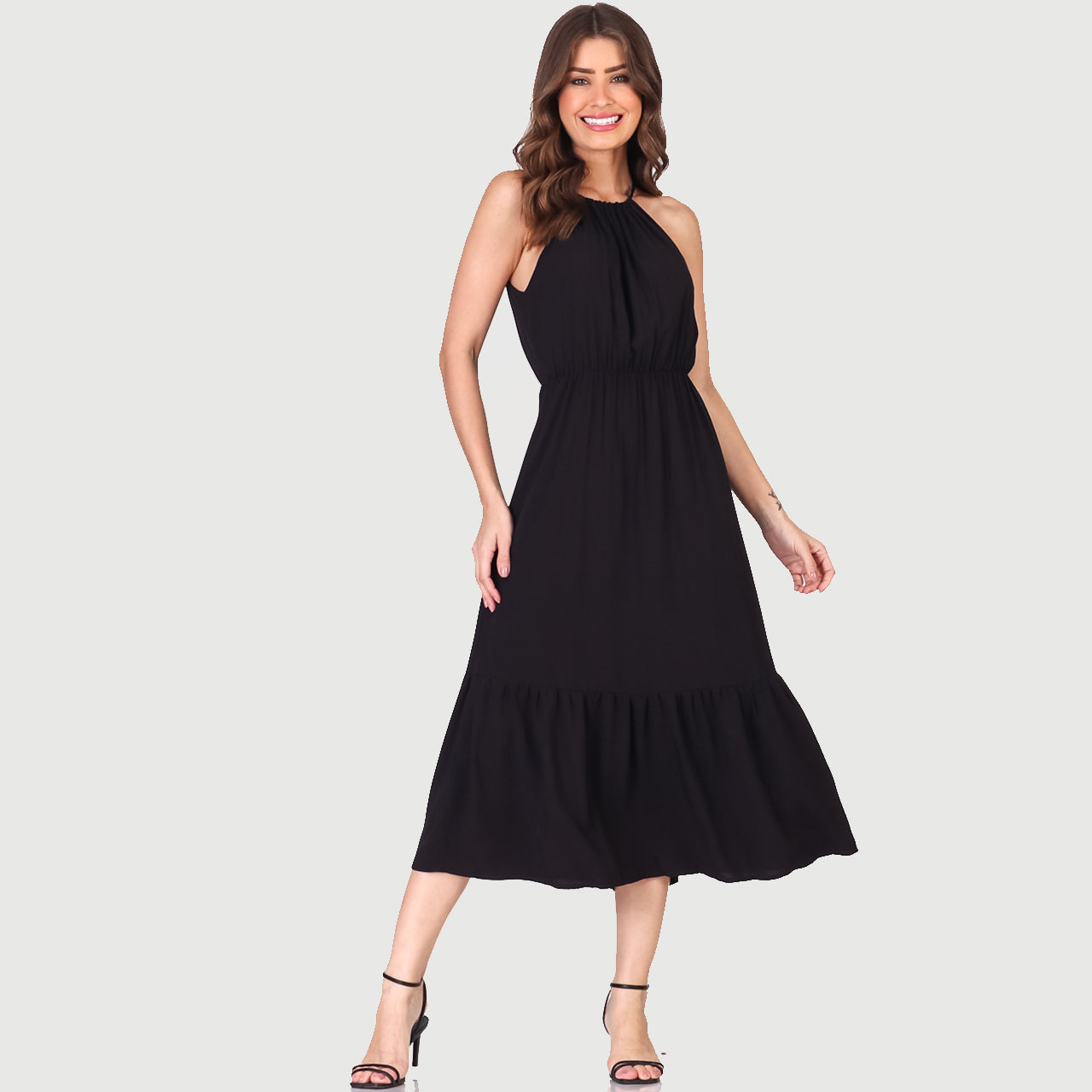 Vestido Midi Cava Americana BBonnie Anahi Preto