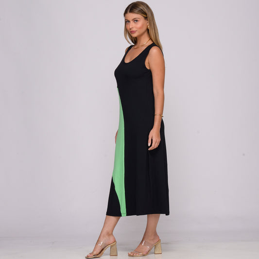 Vestido Midi Alça Larga Regata com Recorte  BBonnie Lady