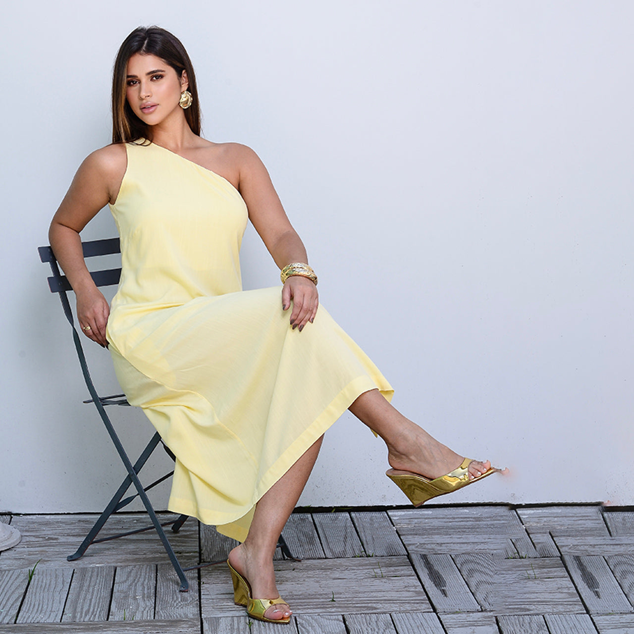 Vestido Midi Ombro Só BBonnie Leticia Amarelo