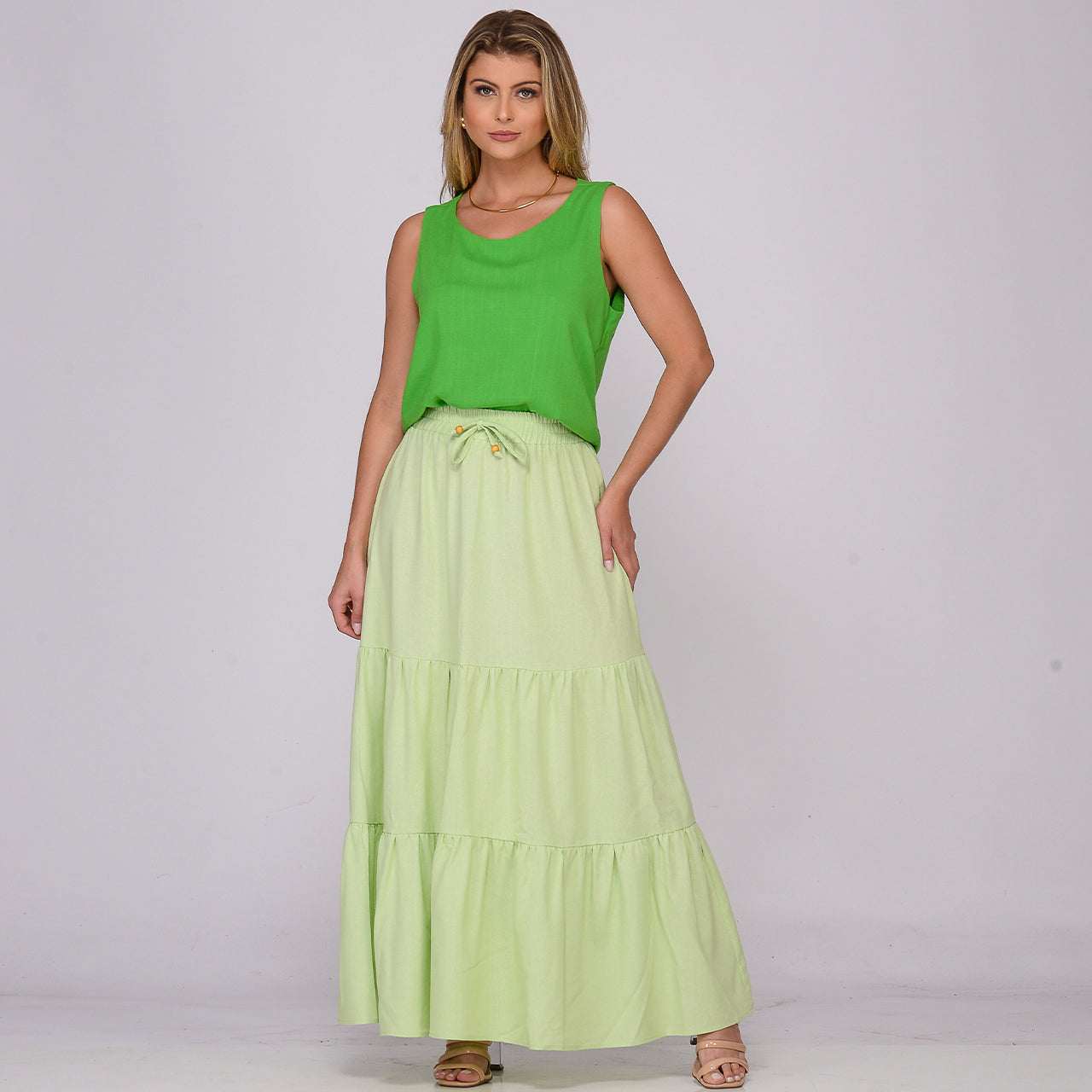 Saia Longa Viscose em Camadas BBonnie Luiza