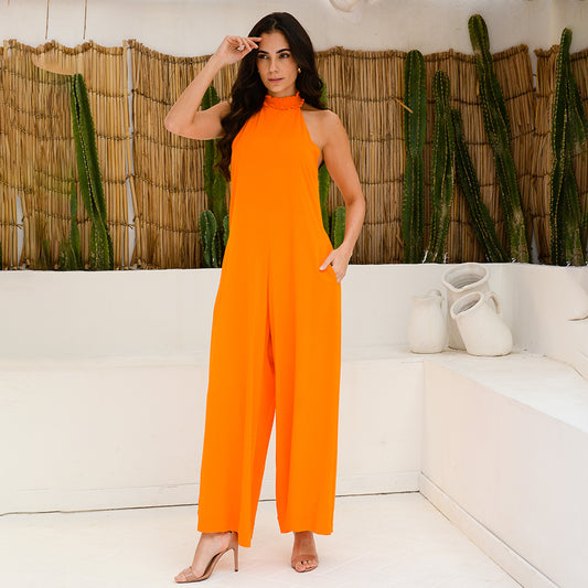 Macacão Pantalona Gola Alta Sem Mangas BBonnie Louise