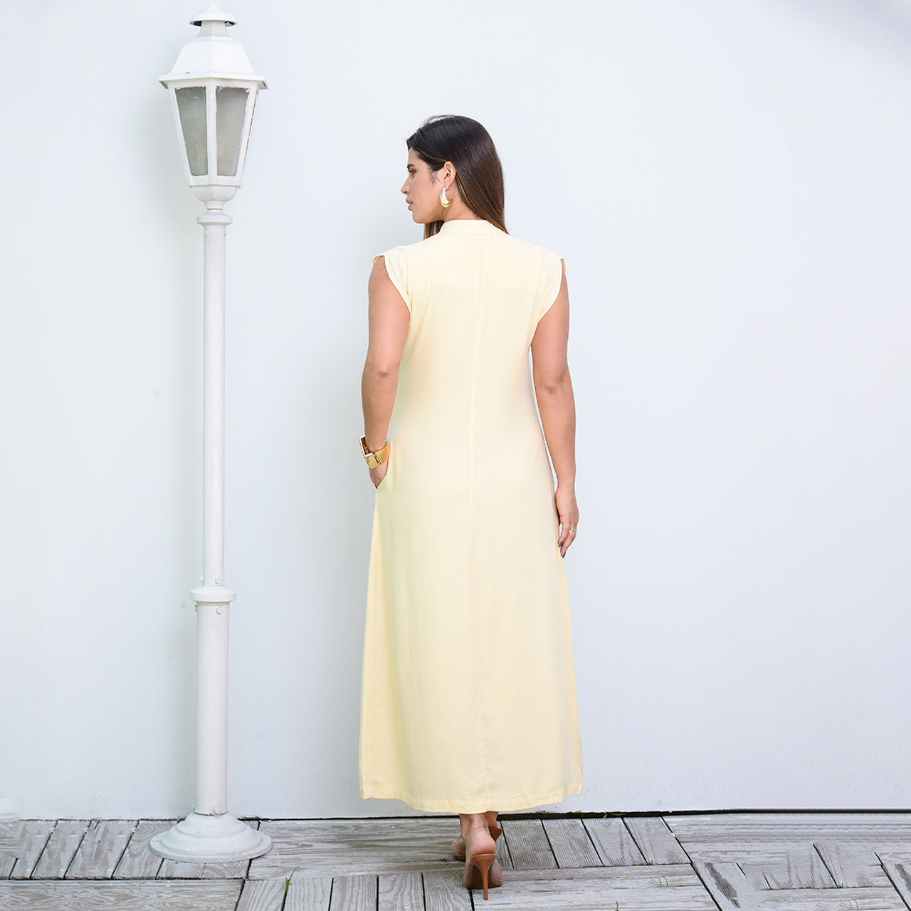 Vestido Chemise Midi Botões M/C BBonnie Sienna Amarelo