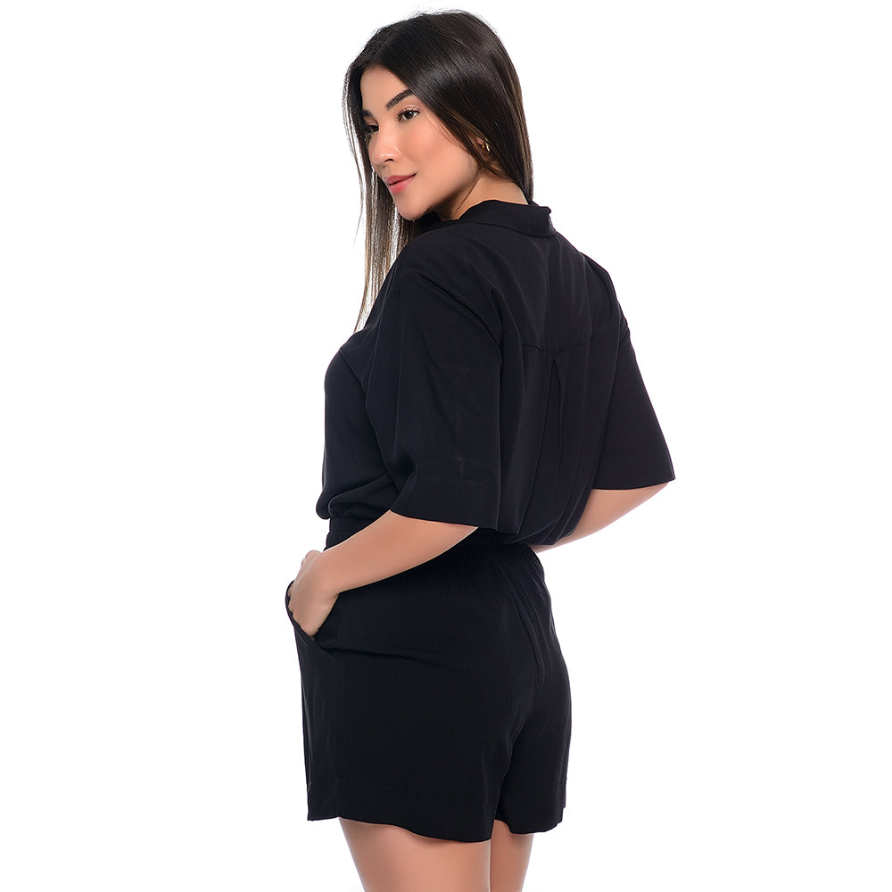 Conjunto de Camisa e Shorts Viscose BBonnie Madonna Preto