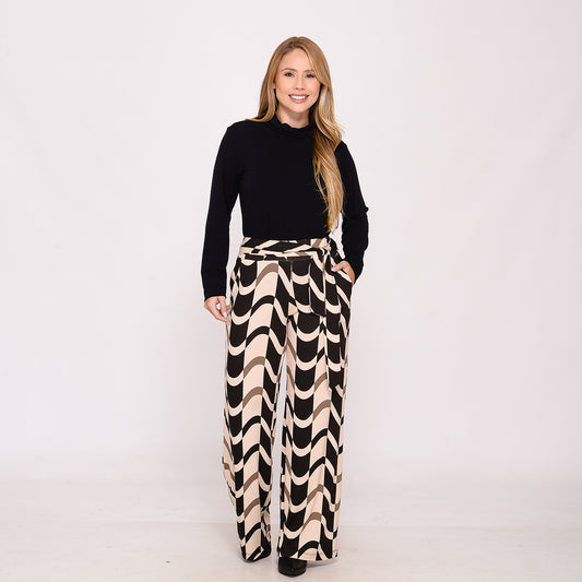 Calça Pantalona Cós Largo com Bolsos BBonnie Sheila Estampados