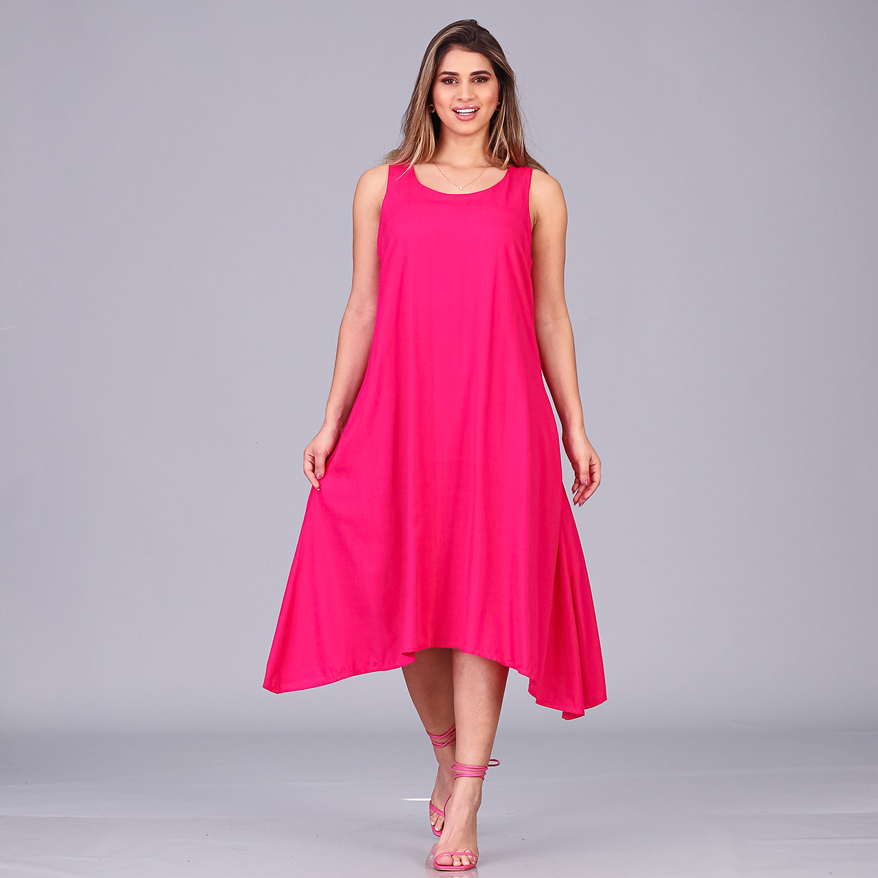 Vestido Midi de Alças e Pontas BBonnie Irma
