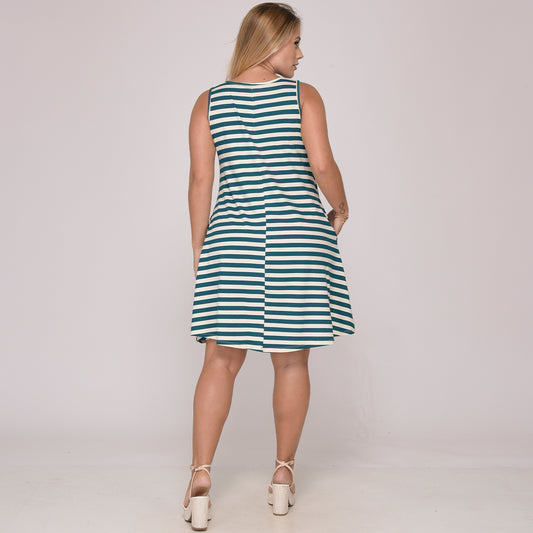 Vestido Curto Trapézio Sem Manga BBonnie Sophia Estampados