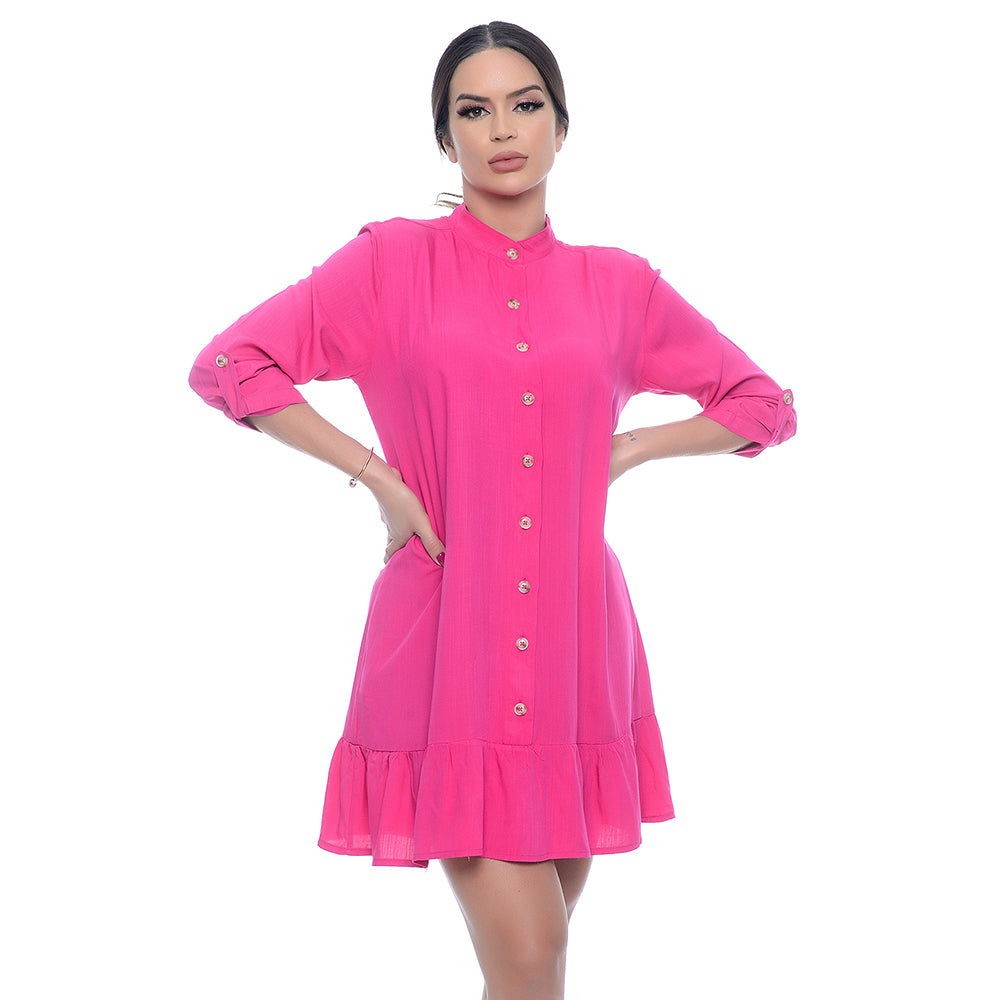 Vestido Chemise Com Botões M/L BBonnie Rebeca Pink