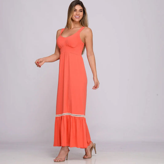 Vestido Longo Alça Barra Guipir com Bojo BBonnie Sarah B'Bonnie